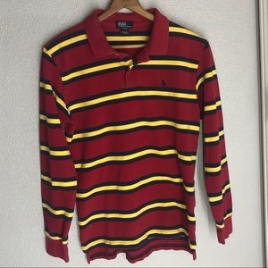 Striped long sleeve polo